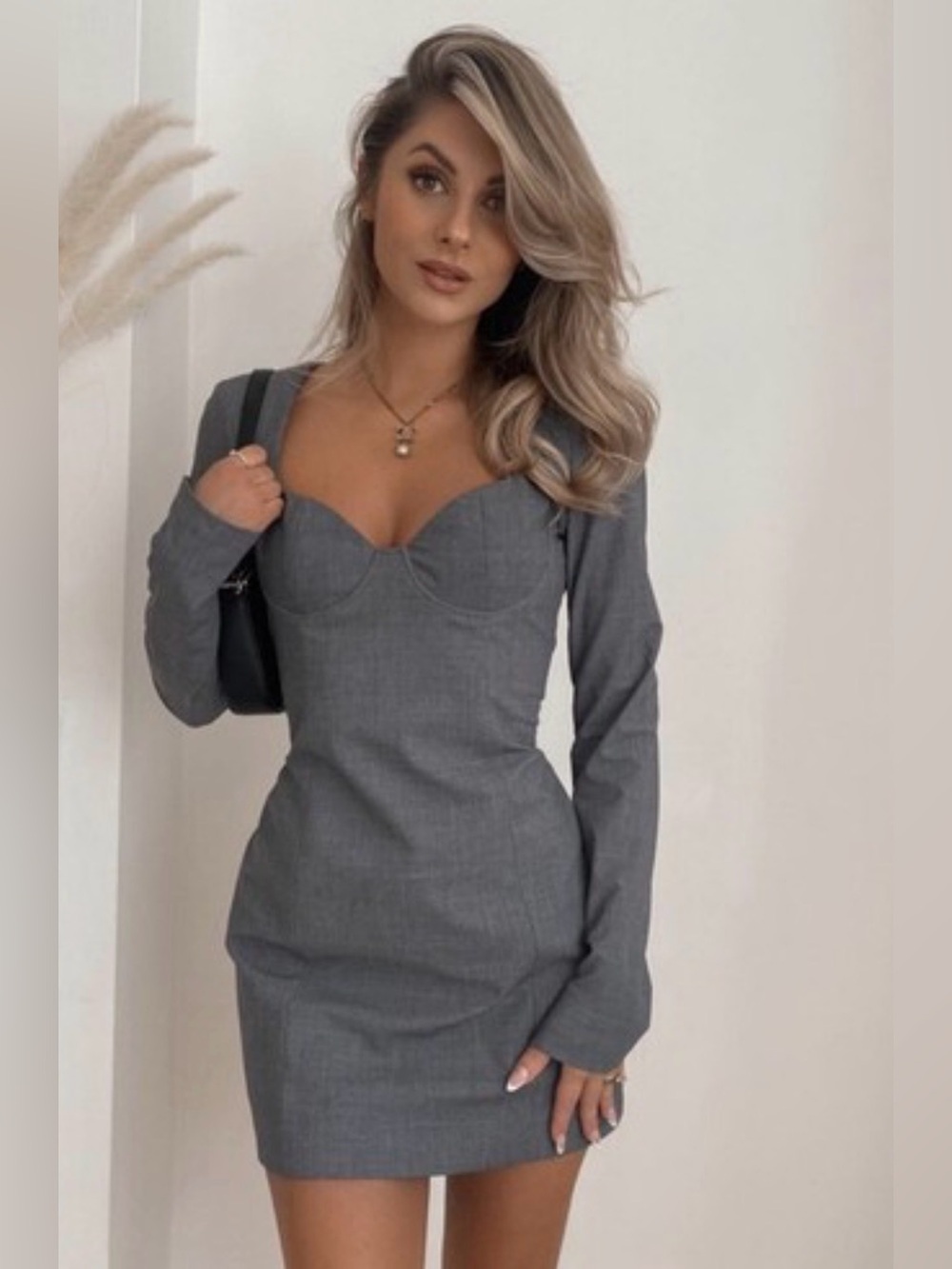 Zara Tailored Bustier Mini Dress Long Sleeve , XS